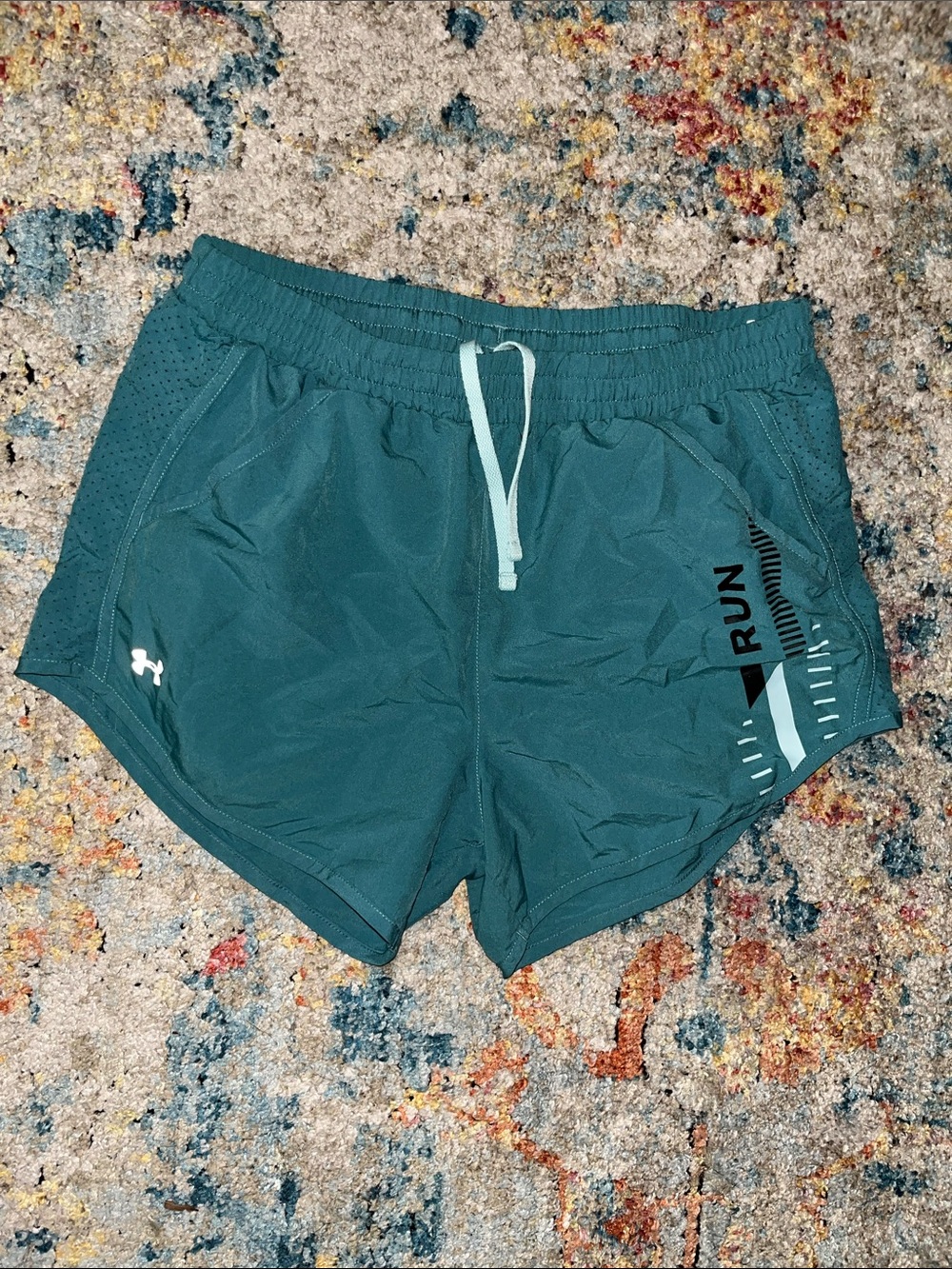 Under Armour Teal Athletic Run Shorts with Light Drawstring